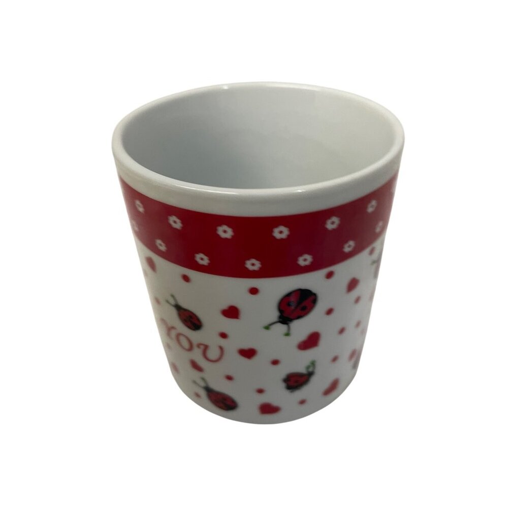 Ladybug  Heart "I Love You" Ceramic Coffee Mug 11 Oz Red & White
